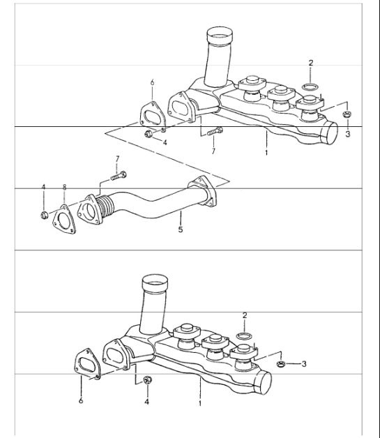 Diagram 202-10 Porsche Cayman S 3.4L 987C 2005-08 Sistema di alimentazione, sistema di scarico