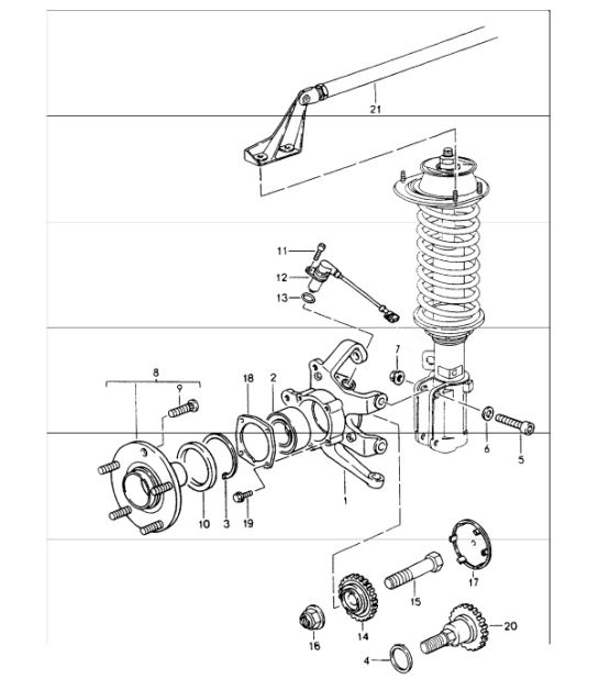 Diagram 401-05 Porsche 卡宴 V6 3.6L 汽油 300Hp 前轴、转向 