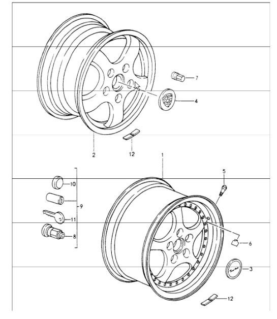 Diagram 601-05 Porsche 996 (911) (1997-2005) Roues, Freins