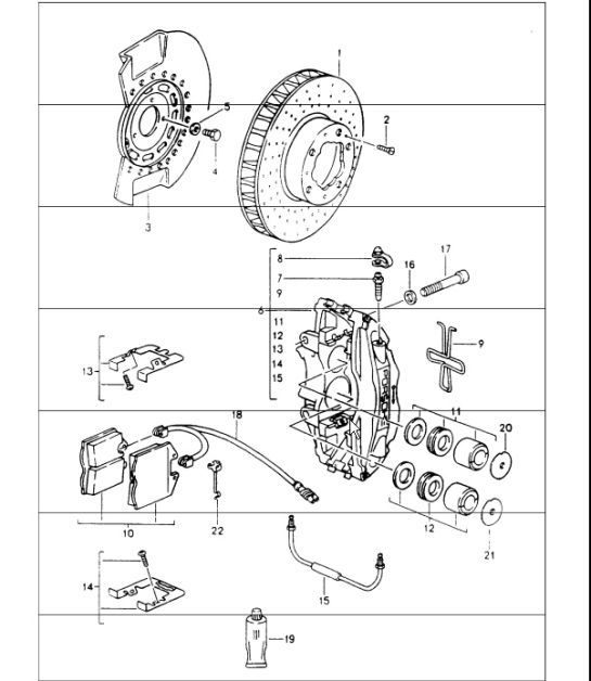 Diagram 602-05 Porsche Cayman S 3.4L 987C 2005-08 Ruote, freni