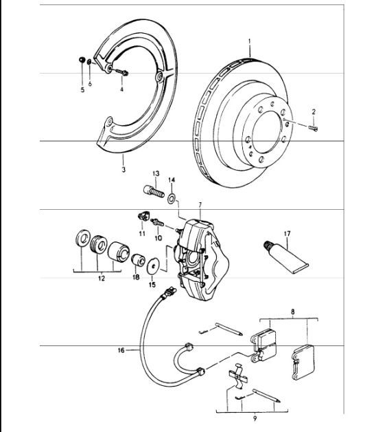 Diagram 603-05 Porsche 996 C2 3.6L 09/01-2005 Ruedas, Frenos