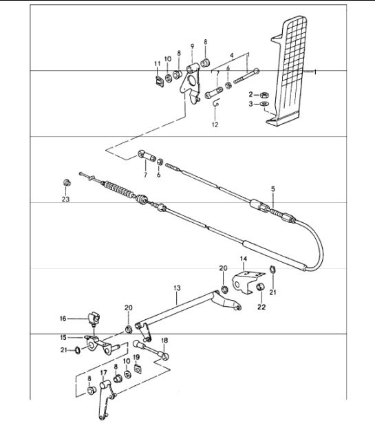 Diagram 702-10 Porsche 卡宴 Turbo / Turbo S 4.8L 2007>> 手柄系统、踏板组 