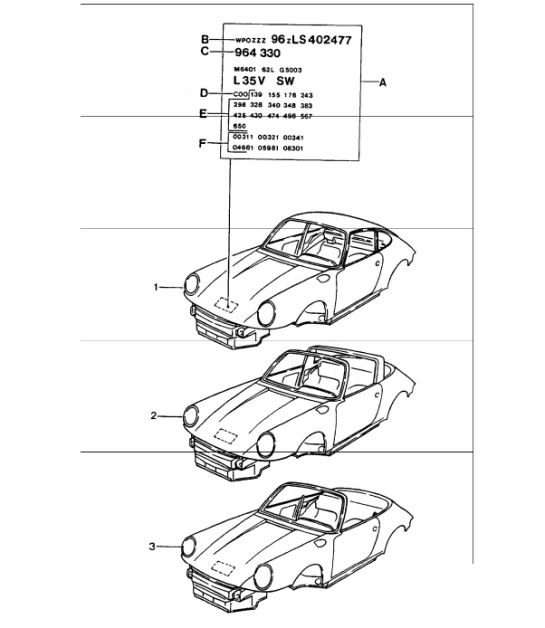 Diagram 801-00 Porsche 997 MK1 Carrera 2 3.6L 2005-08 Body