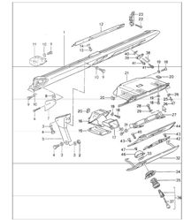 knee protection strip airbag for cars with glove compartment cover locking device centre for LEFT _HAND DRIVE cars 964 1989-94