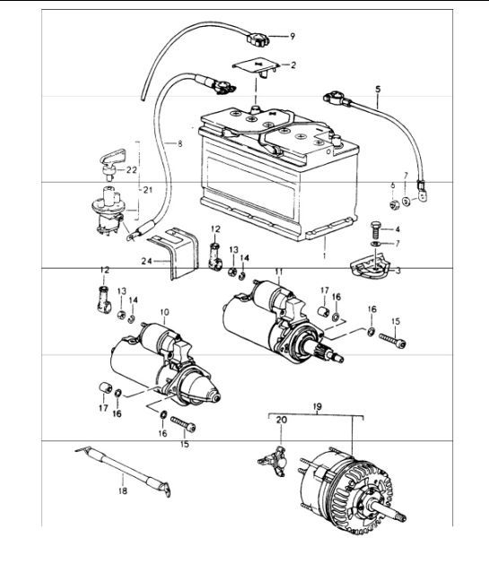 Diagram 902-05 Porsche 996 (911) (1997-2005) Materiale elettrico