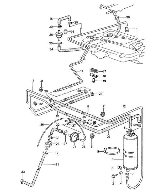 Diagram 201-020 Porsche Boxster GTS 718 4.0L PDK (400 Bhp) Sistema di alimentazione, sistema di scarico