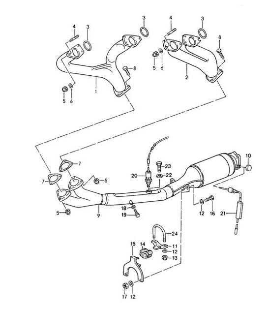 Diagram 202-000 Porsche Cayman 987C/981C (2005-2016) Sistema di alimentazione, sistema di scarico