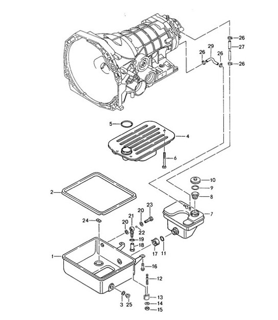 Diagram 340-001 Porsche 996 C4 3.4L 1997-08/01 Transmisión