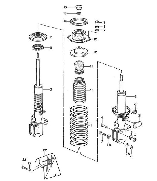 Diagram 402-000 Porsche 968 (1992-1995) Front Axle, Steering 