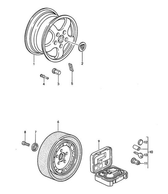 Diagram 601-000 Porsche Cayenne MK1 (955) 2003-2006 Ruedas, Frenos