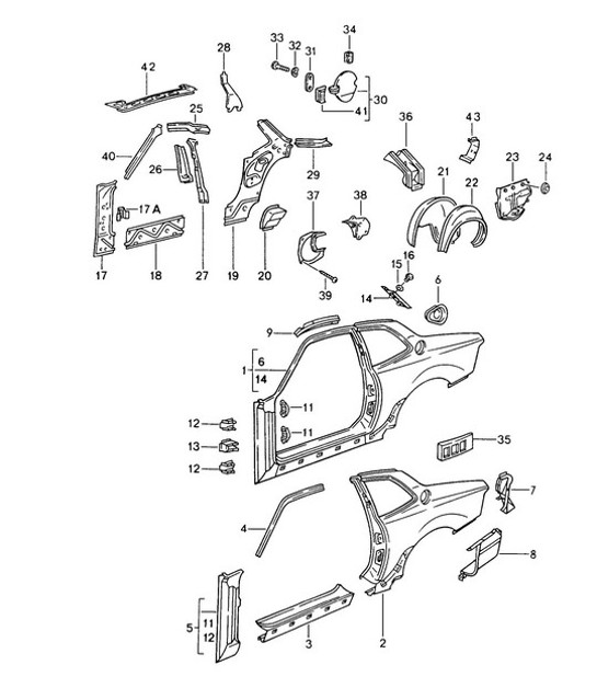 Diagram 801-015 Porsche Panamera S Hybride V6 3.0L Carrosserie
