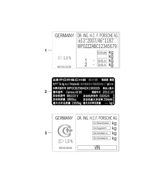 Diagram 003-030 Porsche 997 Carrera 4S 3.8L 2005>> Accessories & others 