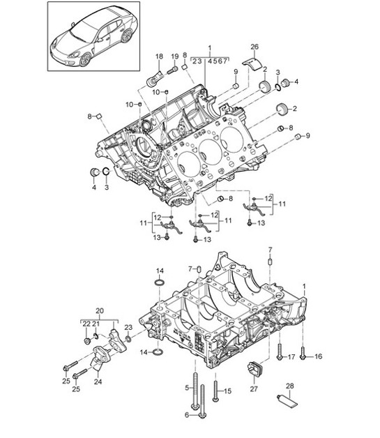 Diagram 101-042 Porsche Panamera 970 MK2 (2014-2016) Motor