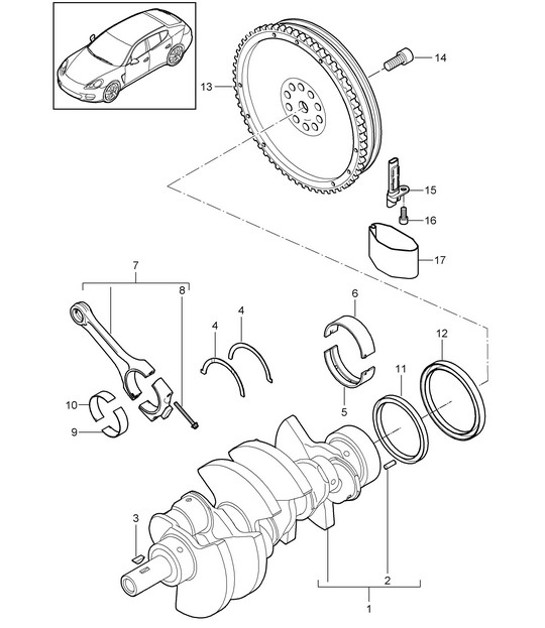 Diagram 102-012 Porsche Cayman 2.9L 987C MKII 2009-12 Motore
