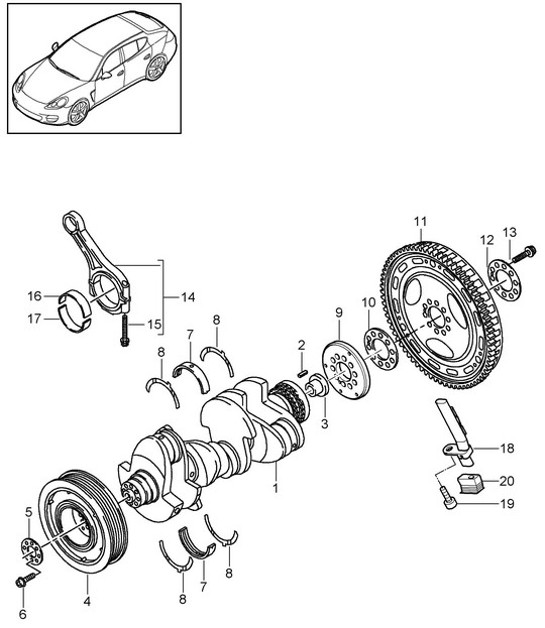 Diagram 102-020 Porsche Macan Turbo 3.6L V6 400Bhp Motore