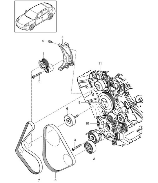 Diagram 102-080 Porsche Panamera 970 MK1（2009-2013年） 引擎