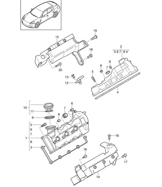 Diagram 103-025 Porsche 991 (911) MK2 2016-2018 Moteur
