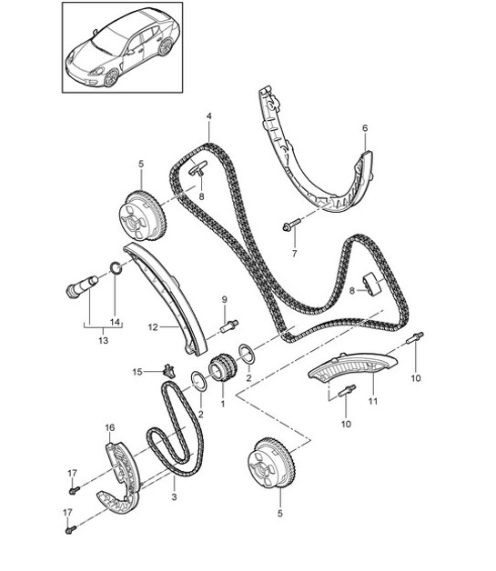 Diagram 103-072 Porsche Cayenne Turbo S V8 4.8L Benzina 550CV Motore