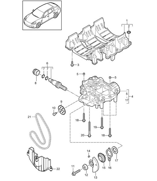 Diagram 104-010 Porsche Panamera 970 MK1 (2009-2013) Motor