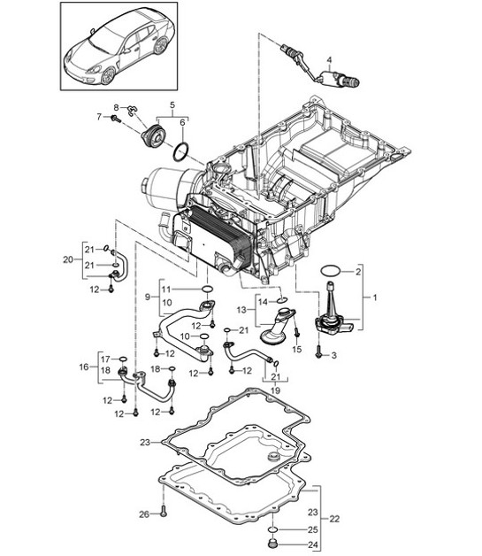 Diagram 104-072 Porsche Panamera Turbo S V8 4.8L 引擎