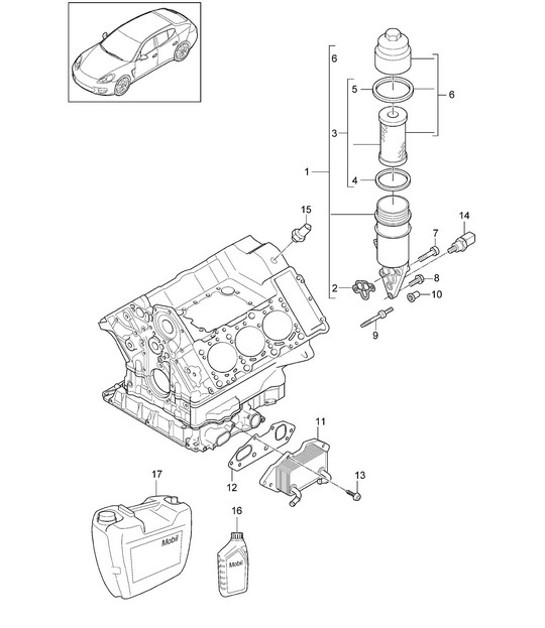 Diagram 104-075 Porsche Panamera 970 MK2 (2014-2016) Engine