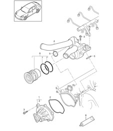 Coolant pump / Thermostat housing (Model: 4820,4840, 4870,4620, 4640,CXPA, CXRA,CXR, CWBA,CWB, CWAA,CXNA, CWCA,CWC) Panamera 970 (G1) 3.6L / 4.8L 2010-16