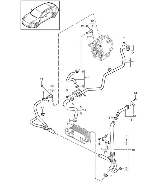 Diagram 105-025 Porsche Panamera Turbo E-Hybrid V8 4.0L 
