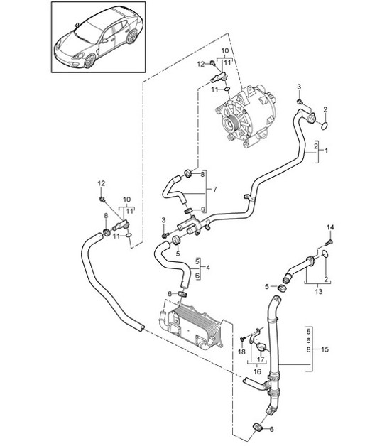 Diagram 105-030 Porsche Cayenne Turbo E-Híbrido V8 4.0L 739Hp 