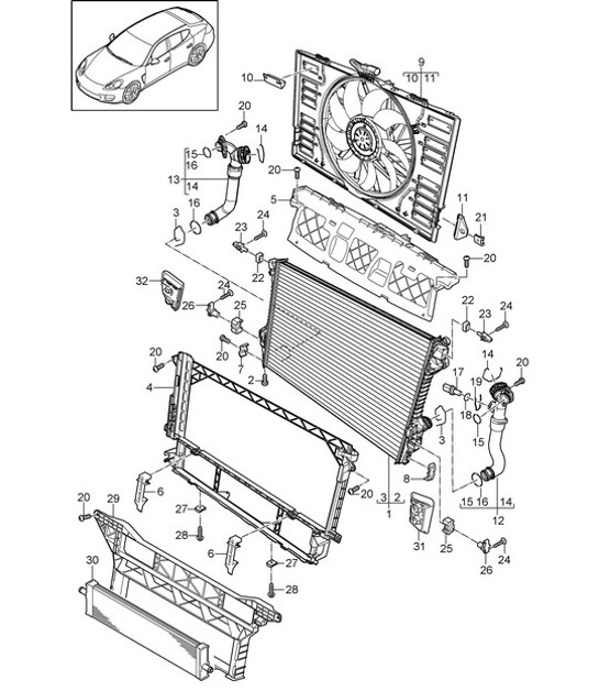 Diagram 105-035 Porsche Cayenne S V6 3.0L Ibrida 380 CV Motore