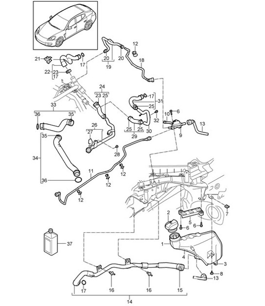 Diagram 105-040 Porsche 开曼 S / R 3.4L 987C MKII 2009-12 引擎
