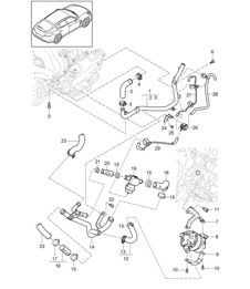 Coolant cooling system / Additional coolant pump / Vacuum line (Model: CGEA,CGE, CGFA) Panamera 970 (G1) 3.0L HYBRID >>2013