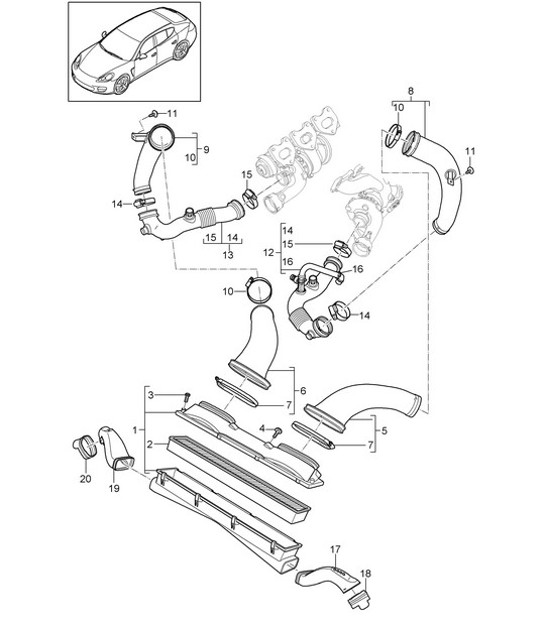 Diagram 106-025 Porsche 卡宴 9PA (955) 2003-2006 引擎