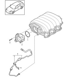 Throttle valve adapter / Tank ventilation (Model: 4620,4640, CWAA,CXNA) Panamera 970 (G1) 3.6L 2010-16