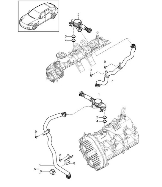 Diagram 107-021 Porsche 卡宴 E-Hybrid V6 3.0L 470Hp 