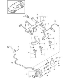 Kraftstoffsammelrohr / Hochdruckinjektor / Hochdruckpumpe (Modell: 4620,4640, CWAA,CXNA) Panamera 970 (G1) 3.6L 2010-16