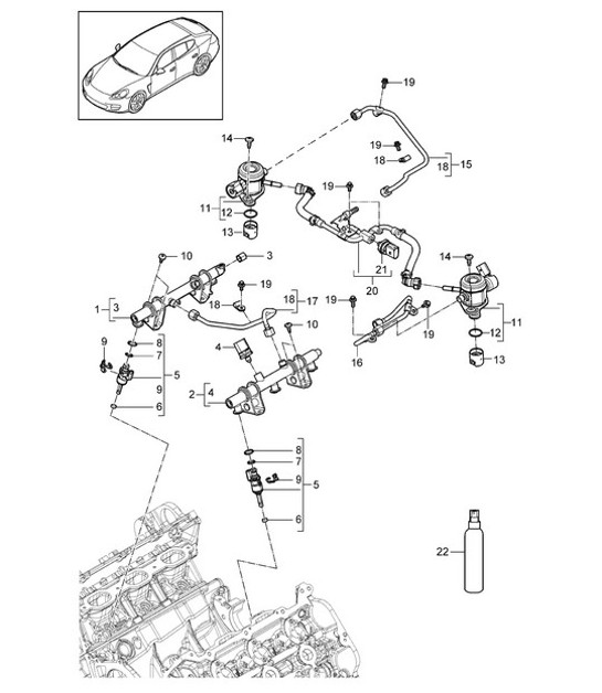 Diagram 107-036 Porsche 卡宴 S 4.5L V8 2003 年>> 引擎