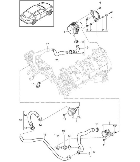Diagram 108-000 Porsche 卡宴 S 4.5L V8 2003 年>> 引擎