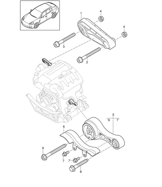 Diagram 109-000 Porsche Panamera 970 MK1 (2009-2013) Moteur