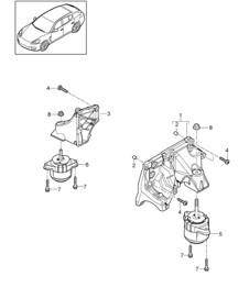 Engine suspension / Console for engine mounting / Engine mounting (Model: CWDA,CWD, CWFA,CWF+ PR:338) Panamera 970 (G1) 3.0L 2014>>