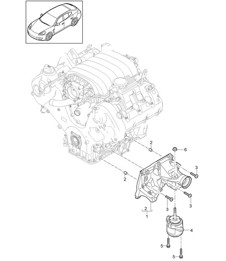 Engine suspension / Console for engine mounting / Engine mounting (Model: 4640,CWAA, CXNA+ PR:339) Panamera 970 (G1) 3.6L 2010-16