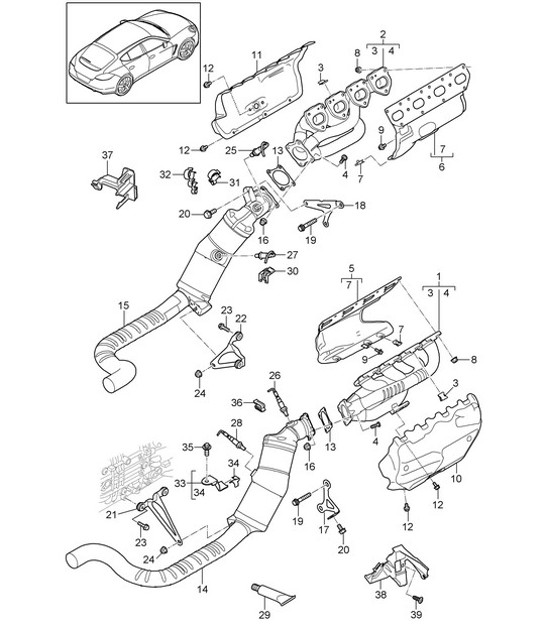 Diagram 202-000 Porsche 993 (911) (1994-1998) Sistema di alimentazione, sistema di scarico