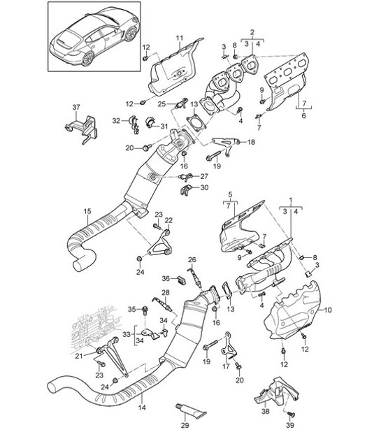 Diagram 202-015 Porsche Boxster 986/987/981 (1997-2016) Système de carburant, système d'échappement
