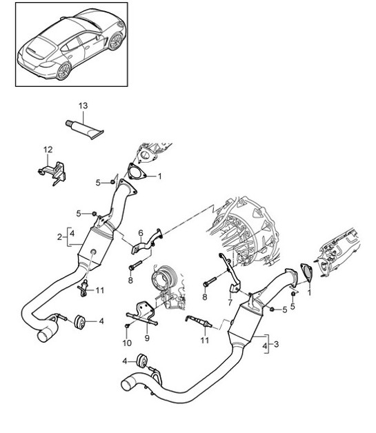 Diagram 202-025 Porsche Panamera 970 MK1 (2009-2013) Système de carburant, système d'échappement
