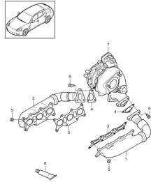 Exhaust system / Exhaust manifolds (Model: CRCC,CRCB, CWJA) Panamera 970 (G1) 3.0L DIESEL 2012-16