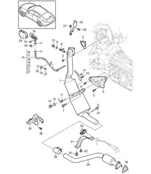 Exhaust system / Exhaust pipe with catalyst / Diesel particulate filter / Control line (Model: CRCC,CRCB, CWJA) Panamera 970 (G1) 3.0L DIESEL 2012-16