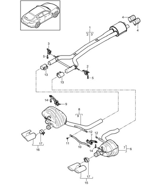 Diagram 202-040 Porsche Boxster 986 2.5L 1997-99 Fuel System, Exhaust System