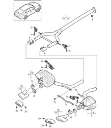 Exhaust system / Exhaust pipe / Rear silencer (Model: CRCC,CRCB, CWJA) Panamera 970 (G1) 3.0L DIESEL 2012-16