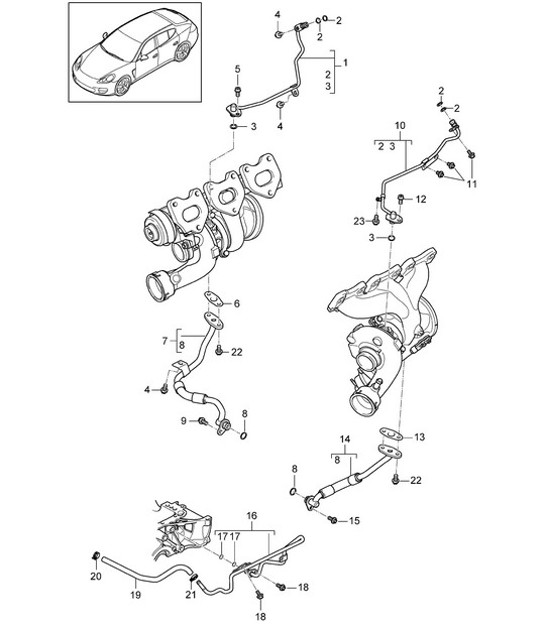 Diagram 202-092 Porsche 996 C2 3.4L 1997-08/01 Sistema di alimentazione, sistema di scarico