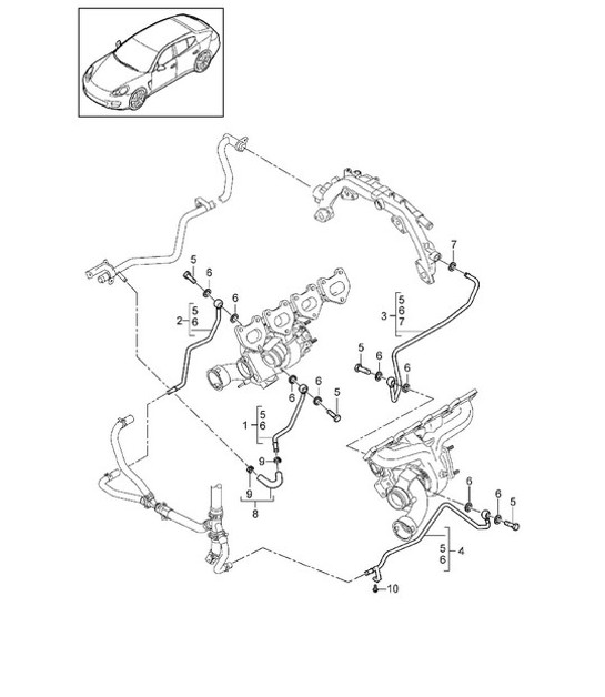 Diagram 202-095 Porsche 911 1975-1977 3.0L Turbo (930) Fuel System, Exhaust System