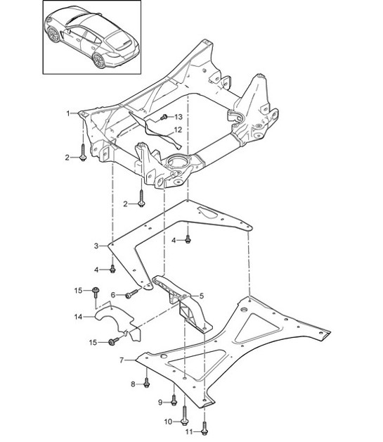 Diagram 401-000 Porsche Panamera 970 MK1 (2009-2013) Assale anteriore, sterzo 